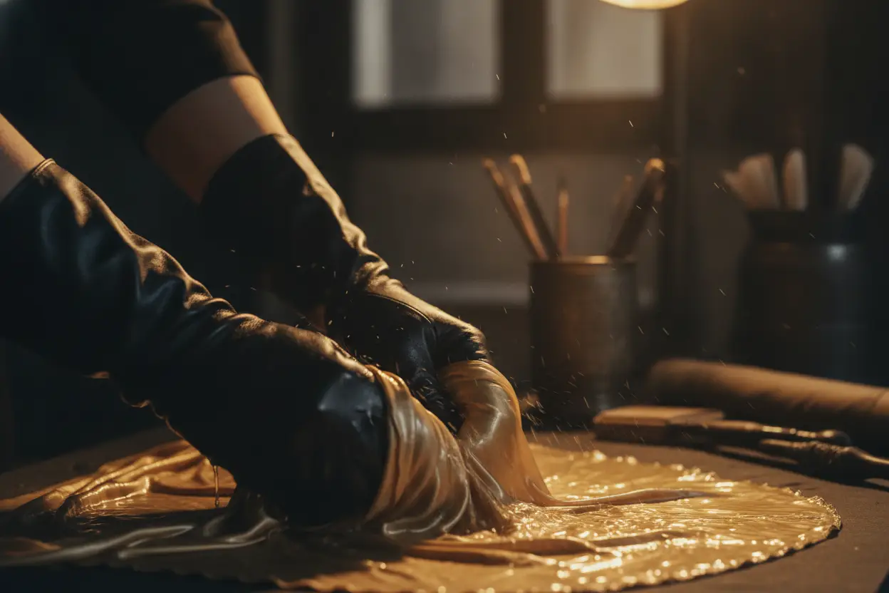 Hands gently wet-cleaning a delicate fabric